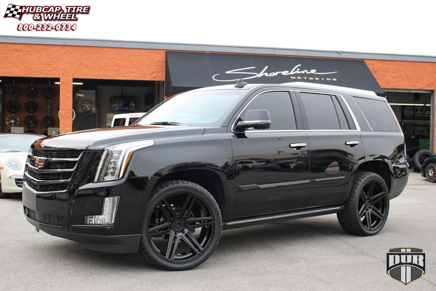 vehicle gallery/cadillac escalade dub skillz s123  Black & Machined with Dark Tint wheels and rims